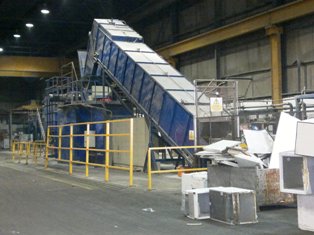 Industrial fridges are recycled at the Overton recycling facility, Stourbridge